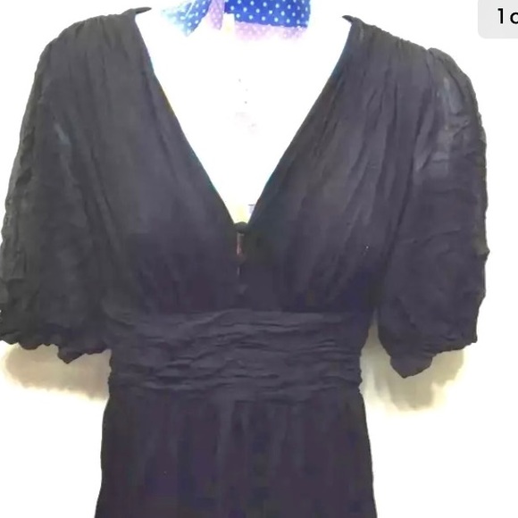 BCBG Empire Mini Dress Black Jersey 4 Loose fit V-Neck - Picture 10 of 11